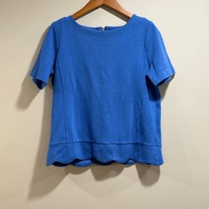 Talbots Women's‎ Blue Short Sleeve Top with Scalloped Bottom Size M